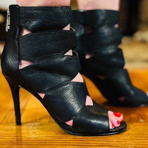 Sexy Black Leather Cut Out Stiletto High Heel - Charles by Charles David